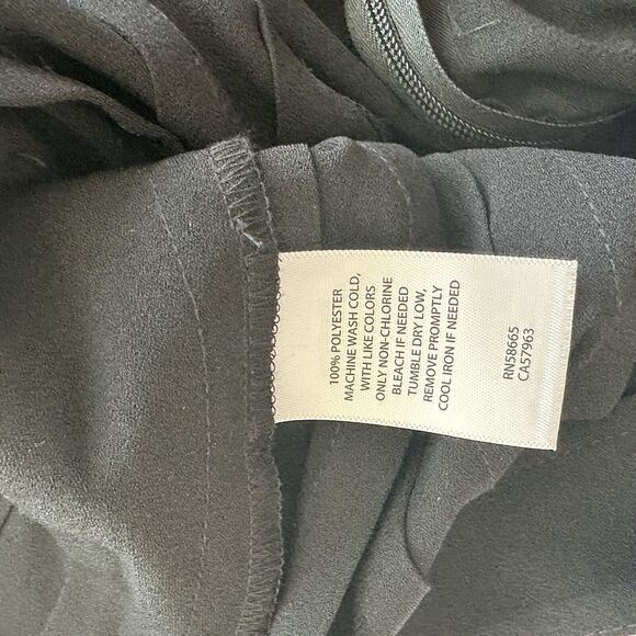 Nordstrom Open Edit S Pleated Large Black Pleated Slit Hem Midi Skirt - Picture 5 of 11